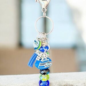 Seattle Seahawks Beaded hanging Keychain purse or bag charms